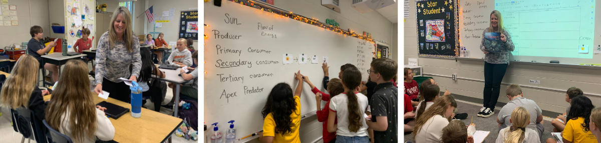 three photos of Mrs. Shields' lesson